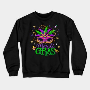 Mardi Gras Mardi Gras Beads Mask Joker Hat Carnival 2024 Crewneck Sweatshirt